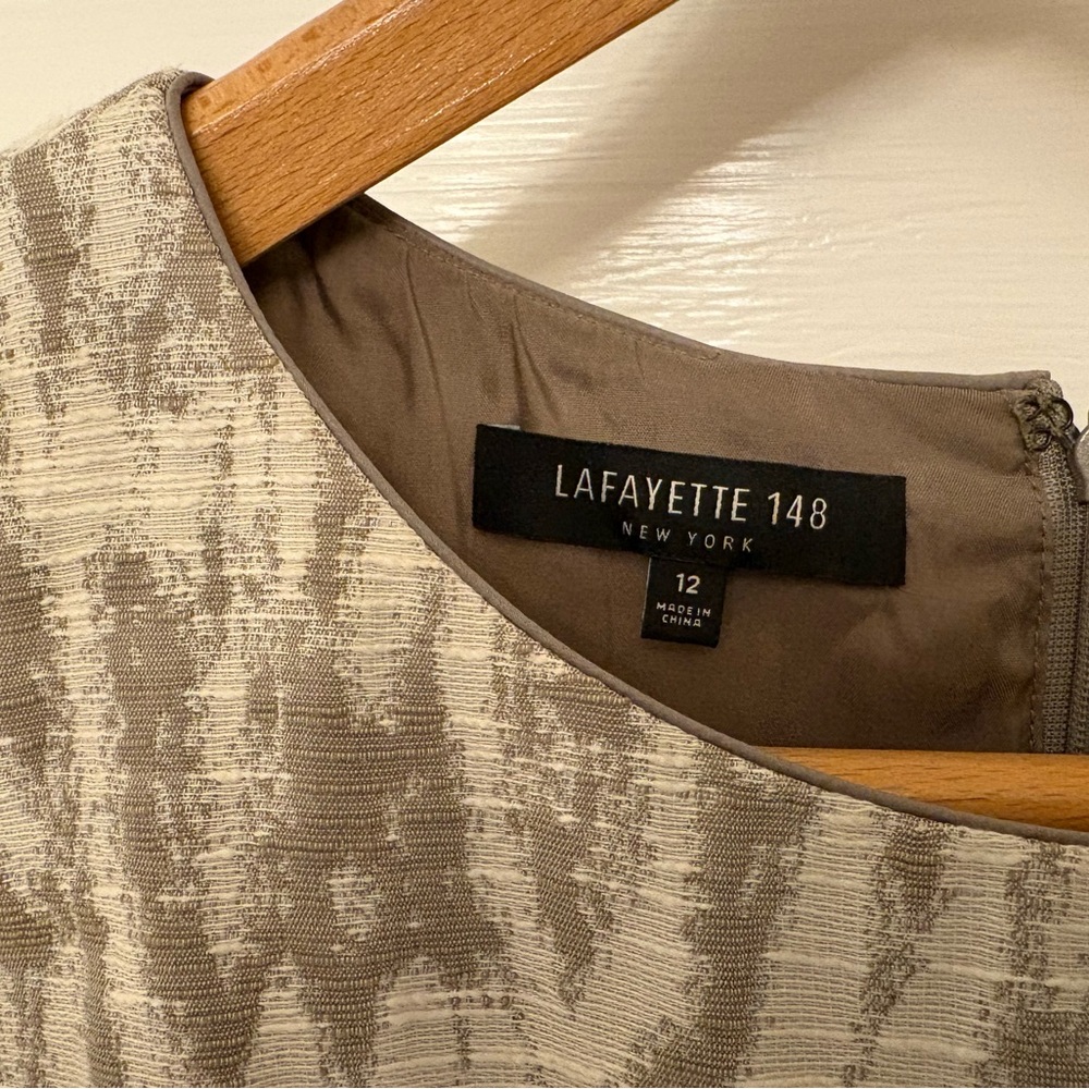 EUC Elegant Lafayette 148 New York Beige and Cream Midi Dress - Picture 2 of 3